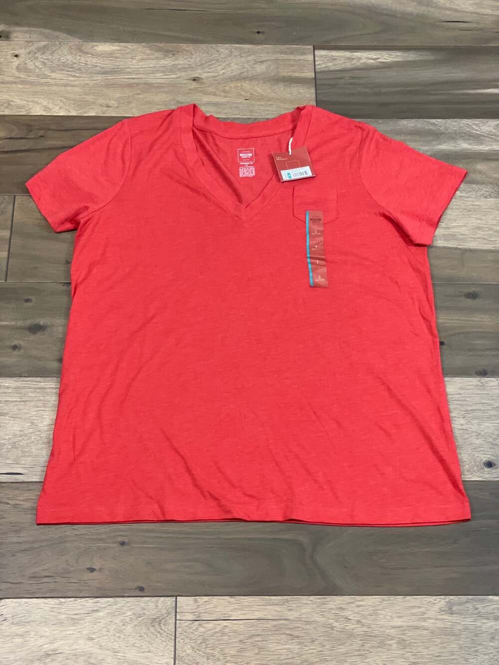Massimo Boyfriend Tee Cherry Tomato V‑Neck Soft Knit Top Size 2X New With Tag